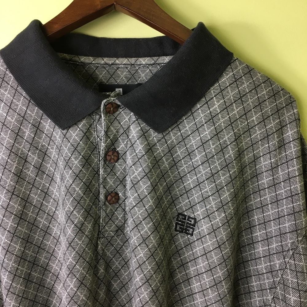 Givenchy polo active wear gray plaid XL
